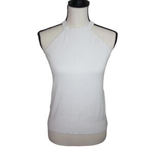 LOFT Tops Women's Small White Halter Sweater Shirt Cross back Sleeveless Summer